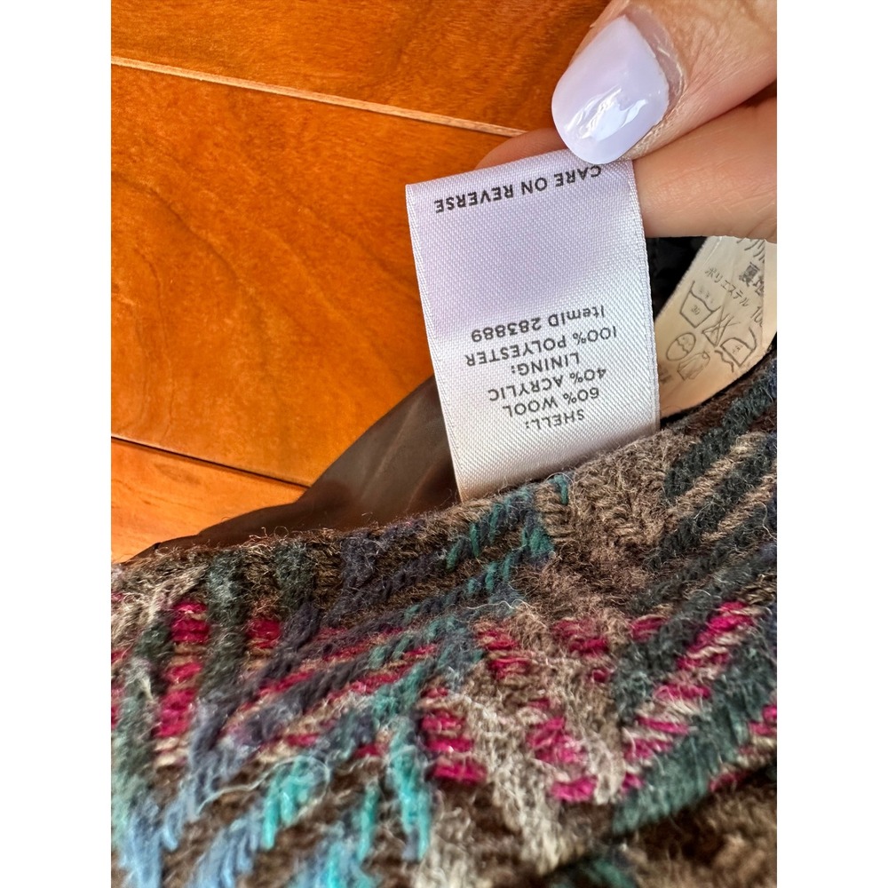 LL Bean Womens Wool Blend Plaid Mini Skirt Blue Grey Herringbone Size 6 283889 - Picture 2 of 7